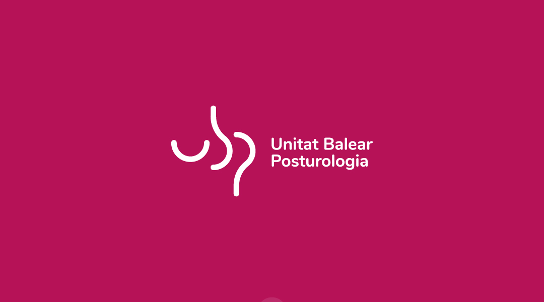 Logotipo para la Unidad Balear de Posturología evocando una sonrisa una columna y media silueta de un pie.